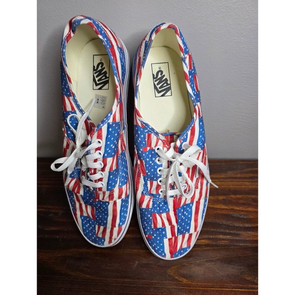 Vans Authentic American Flag Stars and Stripes Mens 13 Low Top Sneakers 721356 - Picture 2 of 4